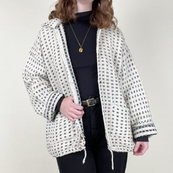 Vintage Handmade Woven Knit Oversized Shacket Boyfriend Coat Jacket Cardigan - Picture 6 of 6